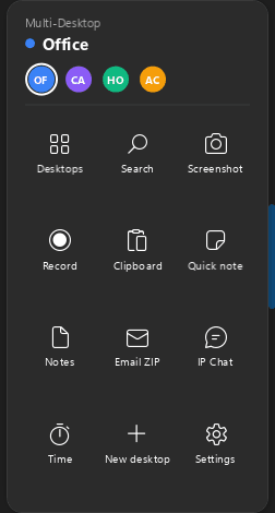 Multi Desktop Manager — Quick panel on the screen edge
